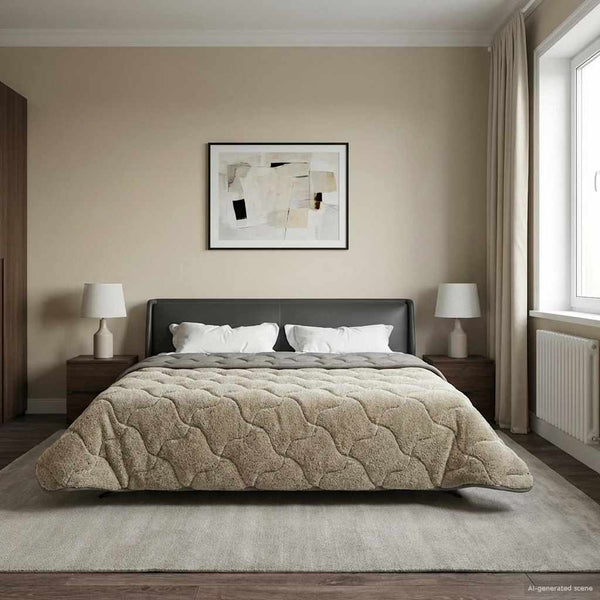 Koko Vuoden Peitto Quiltottu Vaaleanharmaa 200 x 200 cm