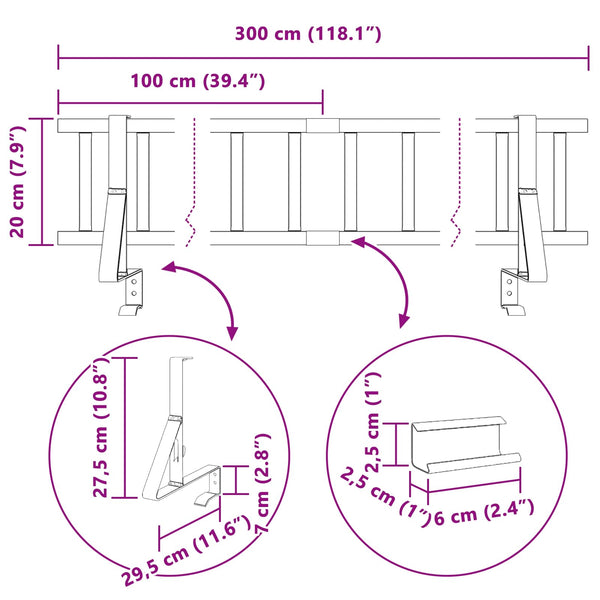 Katto lumivahti Musta 300 cm Teräs