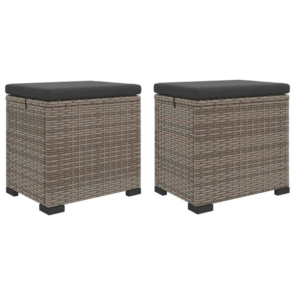 Puutarhankäytävä istuintyynyn kanssa 2 pcs Harmaa polyrottinki