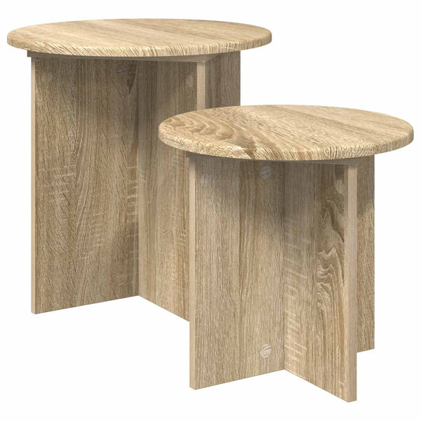 Sivupöytäsetti säilytystilassa 2 pcs Sonoma-tammi Käsitelty puu