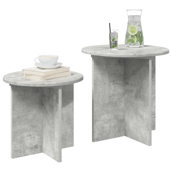 Sivupöytäsetti 2 pcs Betoninharmaa Käsitelty puu