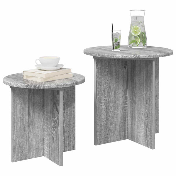Sivupöytäsetti 2 pcs Harmaa sonoma Käsitelty puu