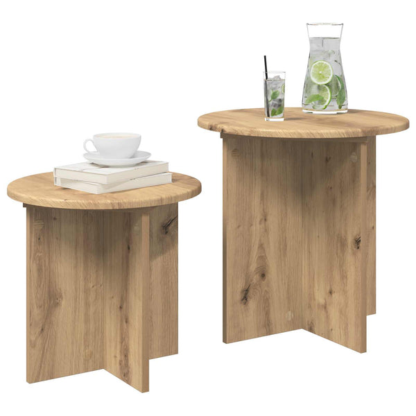 Sivupöytäsetti 2 pcs Artisaanitammi Käsitelty puu