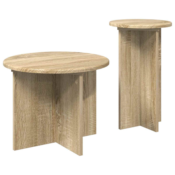 Sivupöytäsetti säilytystilassa 2 pcs Sonoma-tammi Tekninen puu