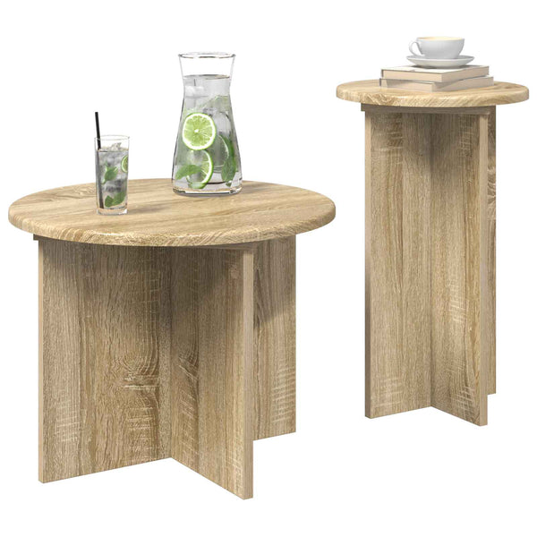 Sivupöytäsetti säilytystilassa 2 pcs Sonoma-tammi Tekninen puu