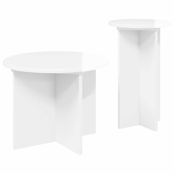 Sivupöytäsetti 2 pcs Korkeakiiltoinen valkoinen Tekninen puu