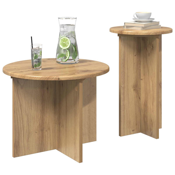 Sivupöytäsetti 2 pcs Artisaanitammi Tekninen puu