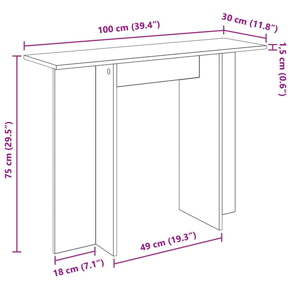 Konsolipöytä Betoninharmaa 100 x 30 x 75 cm Tekninen puu