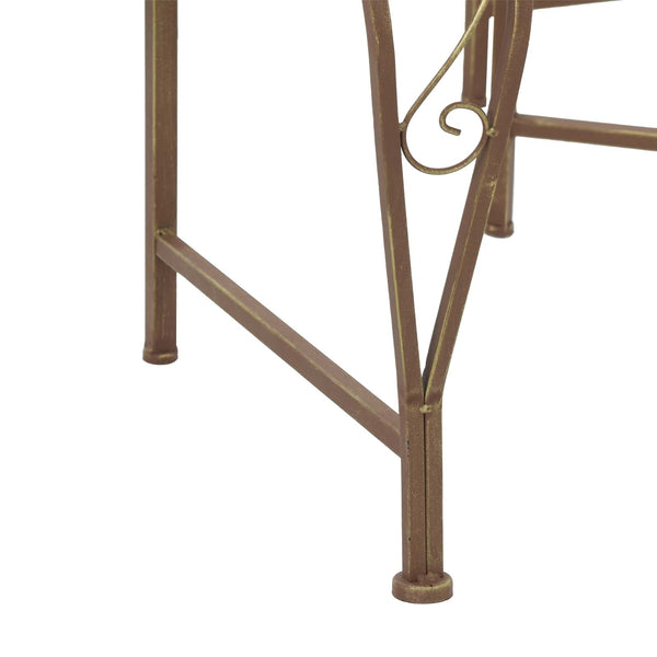 Puun penkki 8 -istuttava Ø 160 x 89 cm steel Antiikkiruskear
