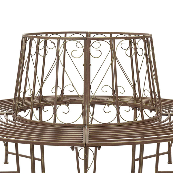 Puun penkki 8 -istuttava Ø 160 x 89 cm steel Antiikkiruskear