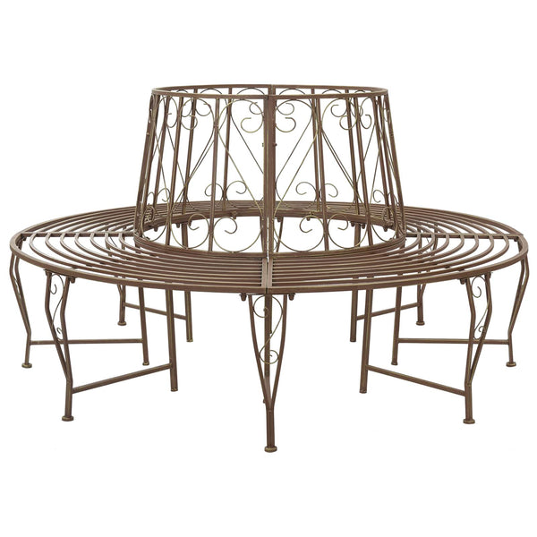 Puun penkki 8 -istuttava Ø 160 x 89 cm steel Antiikkiruskear