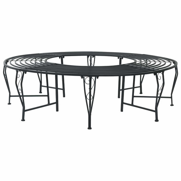 Puun penkki 8 -istuttava Ø 160 x 44 cm steel Musta Pyöreä