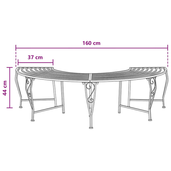 Puun penkki 4 -istuttava 160 x 80 x 44 cm steel
