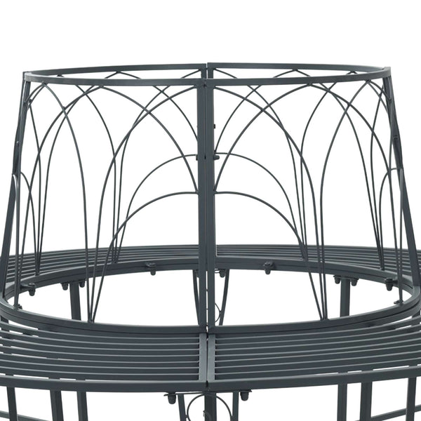 Puun penkki 8 -istuttava Ø 160 x 89 cm steel Harmaa hopea