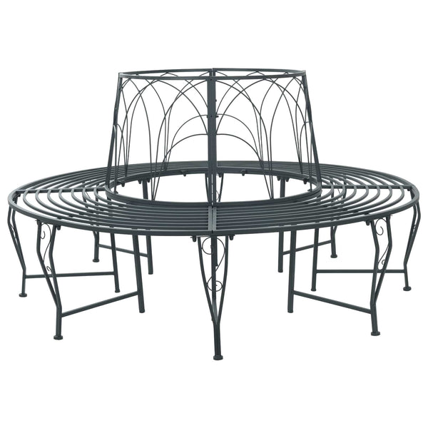 Puun penkki 8 -istuttava Ø 160 x 89 cm steel Harmaa hopea