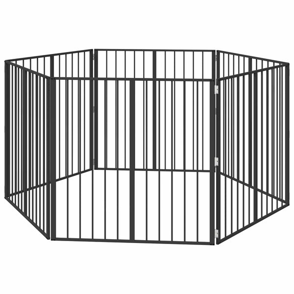 Koiraportti 6 kpl Musta 100 x 100 cm Galvanoitu teräs