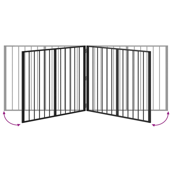 Koiraportti 4 kpl Musta 100 x 80 cm Galvanoitu teräs