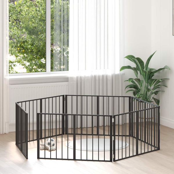 Koiraportti 6 kpl Musta 100 x 60 cm Galvanoitu teräs