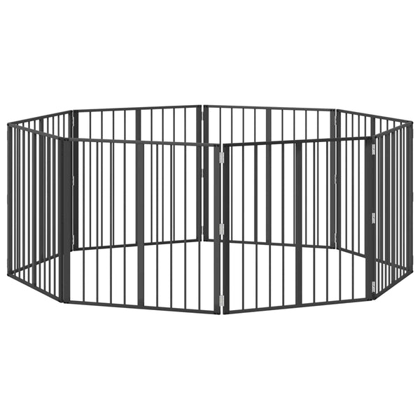 Koiraportti 8 kpl Musta 80 x 80 cm Galvanoitu teräs