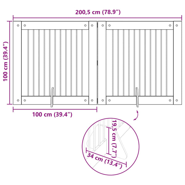 Käytännöllinen koiraportti jalustoilla 2 kpl Vanha puu 200,5 cm