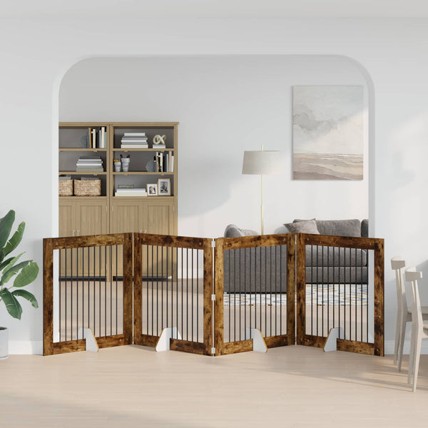 Käytännöllinen koiraportti jalustoilla 4 kpl Savutammi 401 cm