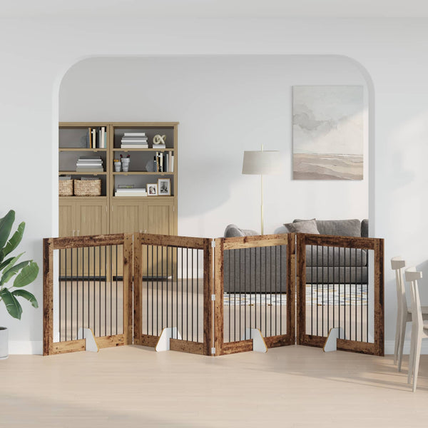 Käytännöllinen koiraportti jalustoilla 4 kpl Vanha puu 401 cm