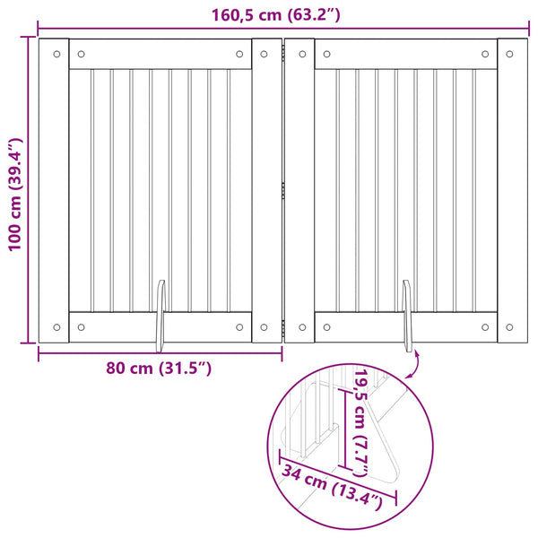 Käytännöllinen koiraportti jalustoilla 2 kpl Vanha puu 160,5 cm