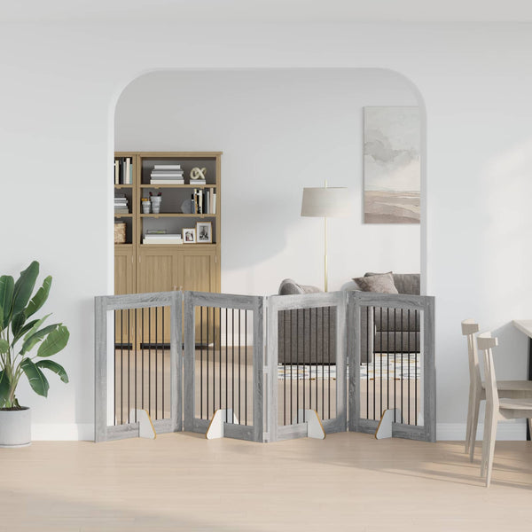 Käytännöllinen koiraportti jalustoilla 4 kpl Harmaa Sonoma