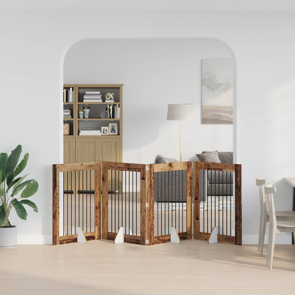 Käytännöllinen koiraportti jalustoilla 4 kpl Vanha puu 321 cm