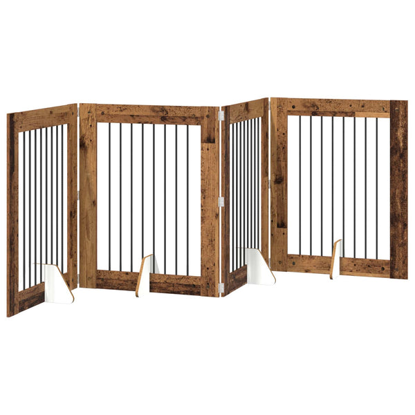 Käytännöllinen koiraportti jalustoilla 4 kpl Vanha puu 321 cm