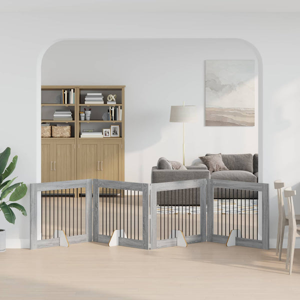 Käytännöllinen koiraportti jalustoilla 4 kpl Harmaa Sonoma