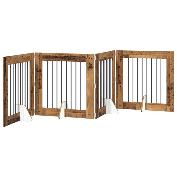 Käytännöllinen koiraportti jalustoilla 4 kpl Vanha puu 321 cm