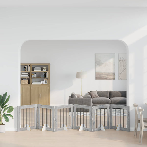 Käytännöllinen koiraportti jalustoilla 6 kpl Harmaa Sonoma