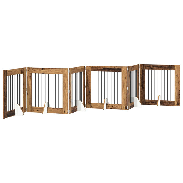 Käytännöllinen koiraportti jalustoilla 6 kpl Vanha puu 482 cm