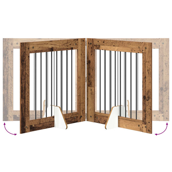 Käytännöllinen koiraportti jalustoilla 6 kpl Vanha puu 482 cm