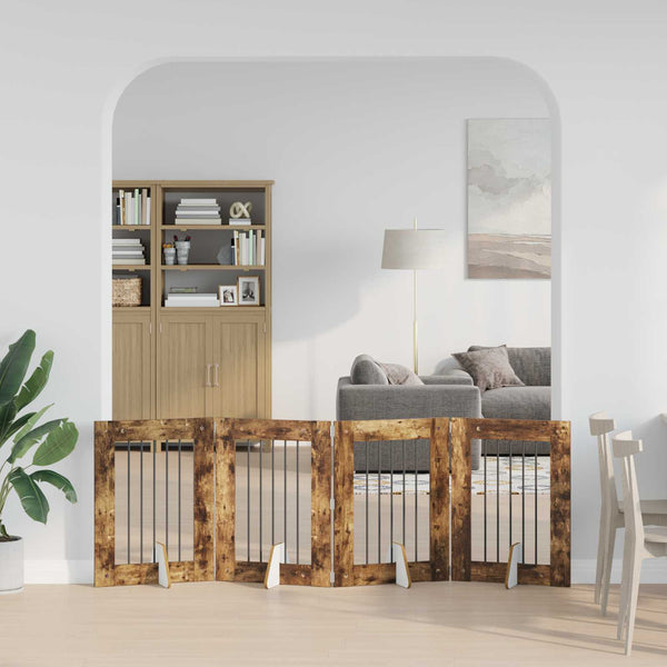 Käytännöllinen koiraportti jalustoilla 4 kpl Savutammi 241 cm