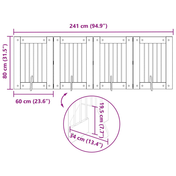 Käytännöllinen koiraportti jalustoilla 4 kpl Savutammi 241 cm
