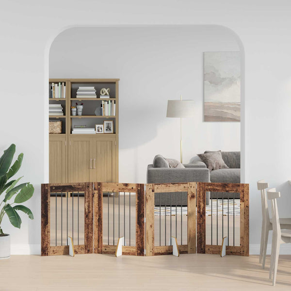 Käytännöllinen koiraportti jalustoilla 4 kpl Vanha puu 241 cm