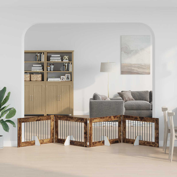 Käytännöllinen koiraportti jalustoilla 4 kpl Savutammi 401 cm