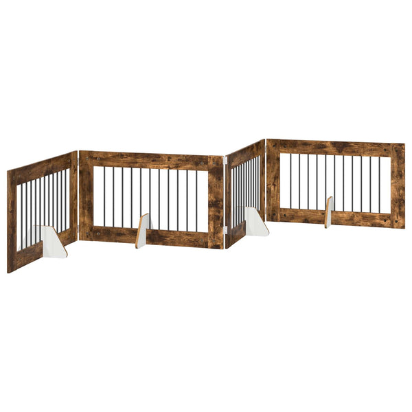 Käytännöllinen koiraportti jalustoilla 4 kpl Savutammi 401 cm