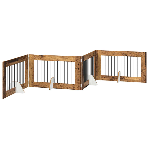 Käytännöllinen koiraportti jalustoilla 4 kpl Vanha puu 401 cm