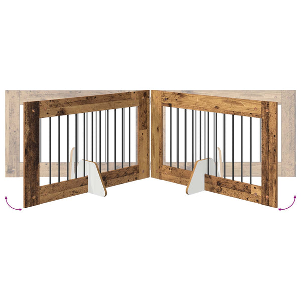 Käytännöllinen koiraportti jalustoilla 4 kpl Vanha puu 401 cm