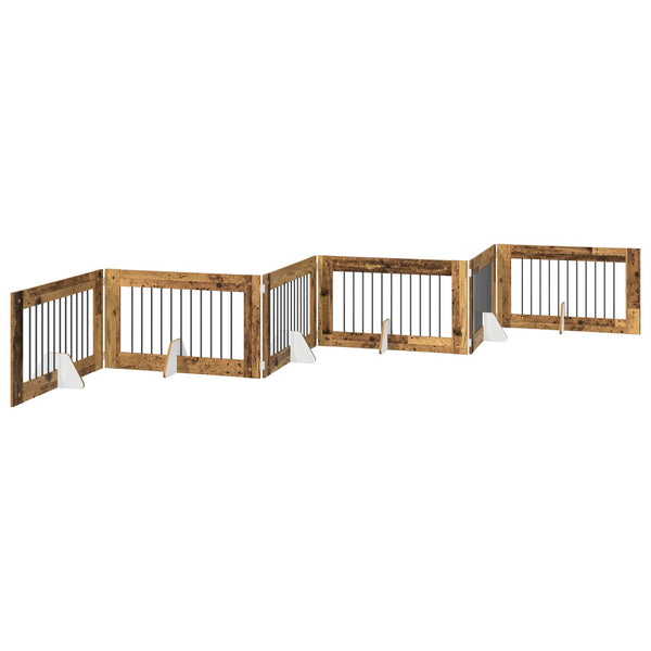 Käytännöllinen koiraportti jalustoilla 6 kpl Vanha puu 602 cm