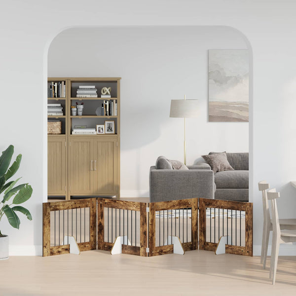 Käytännöllinen koiraportti jalustoilla 4 kpl Savutammi 321 cm