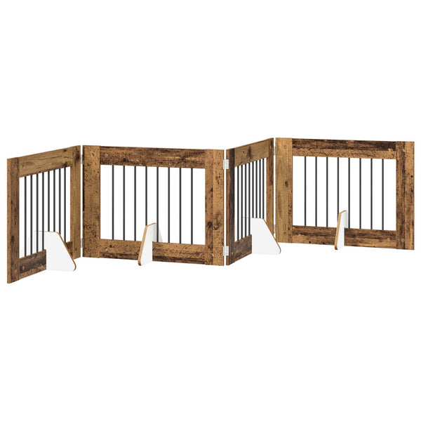 Käytännöllinen koiraportti jalustoilla 4 kpl Vanha puu 321 cm
