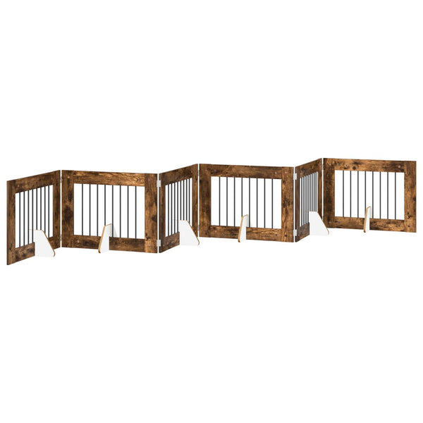 Käytännöllinen koiraportti jalustoilla 6 kpl Savutammi 482 cm