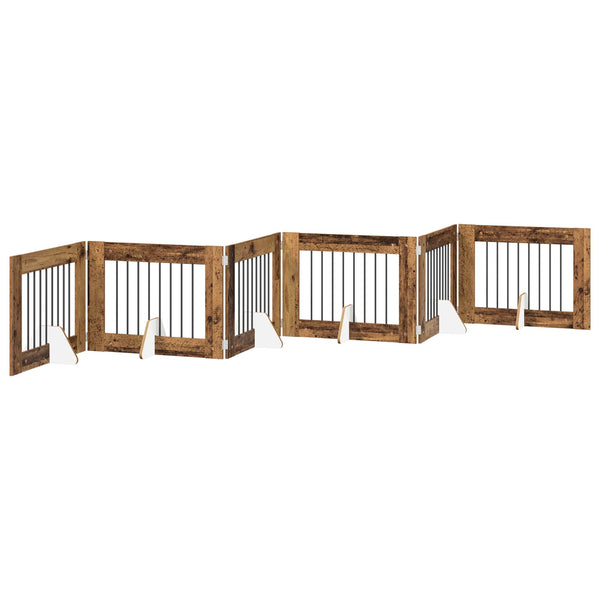Käytännöllinen koiraportti jalustoilla 6 kpl Vanha puu 482 cm