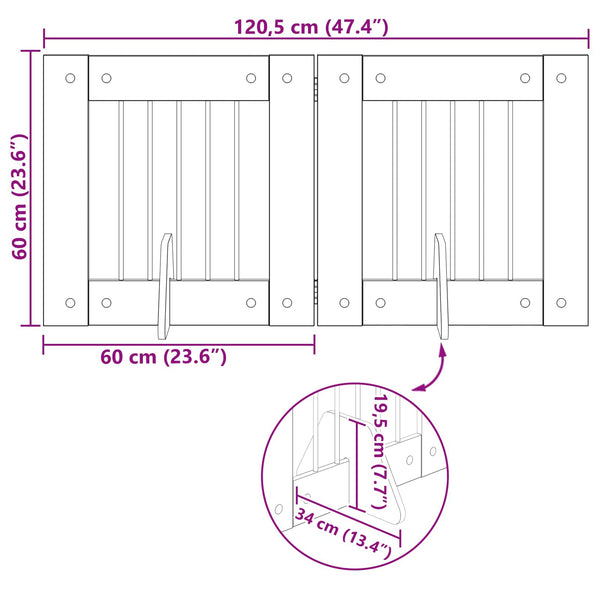 Käytännöllinen koiraportti jalustoilla 2 kpl Musta tammi