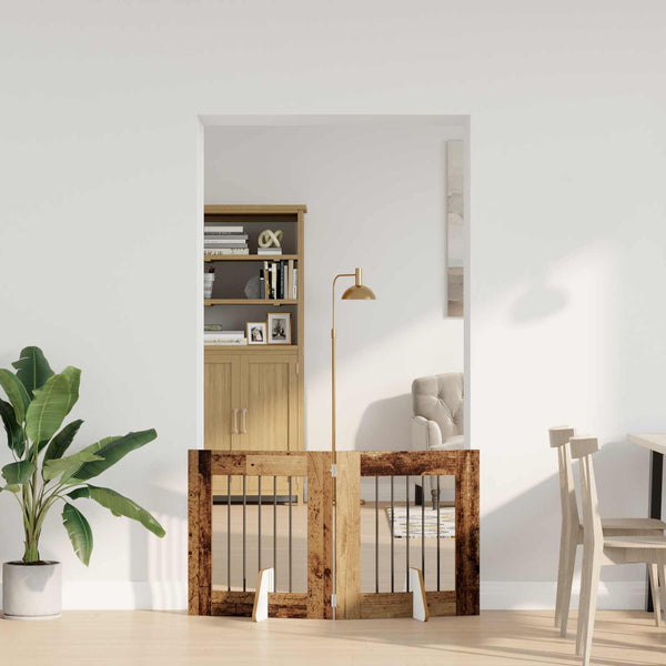 Käytännöllinen koiraportti jalustoilla 2 kpl Vanha puu 120,5 cm