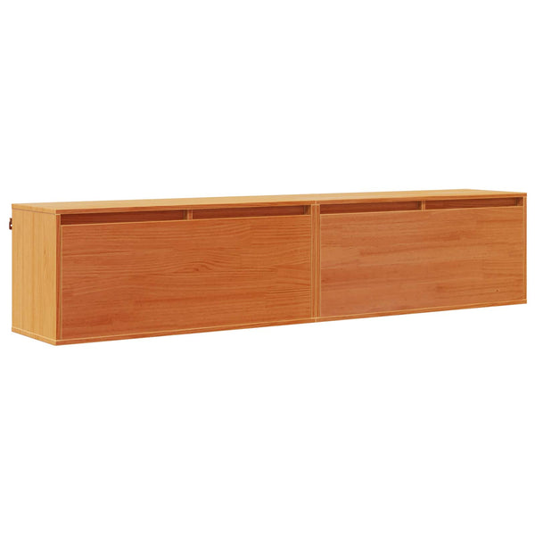 Seinäkaappi 2 kpl Vaha ruskea 80 x 30 x 35 cm Massiivinen mänty